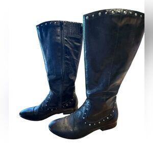 Born Lizzie Women’s Size 8 Black Leather Studded Knee-High Boots